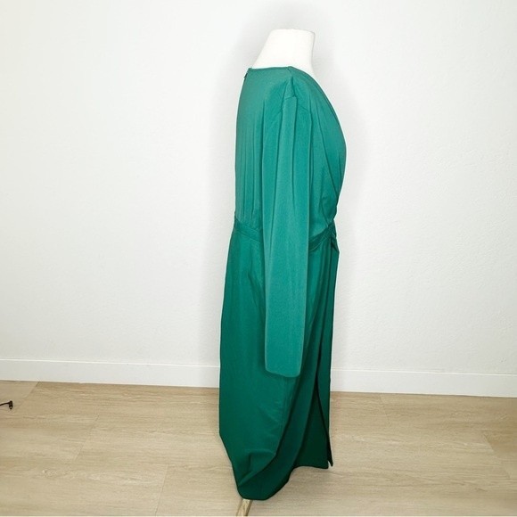 ASOS Design Long Sleeves Plunge Pleat Front Midi Dress in Dark Green NWT | 14 - Picture 6 of 16